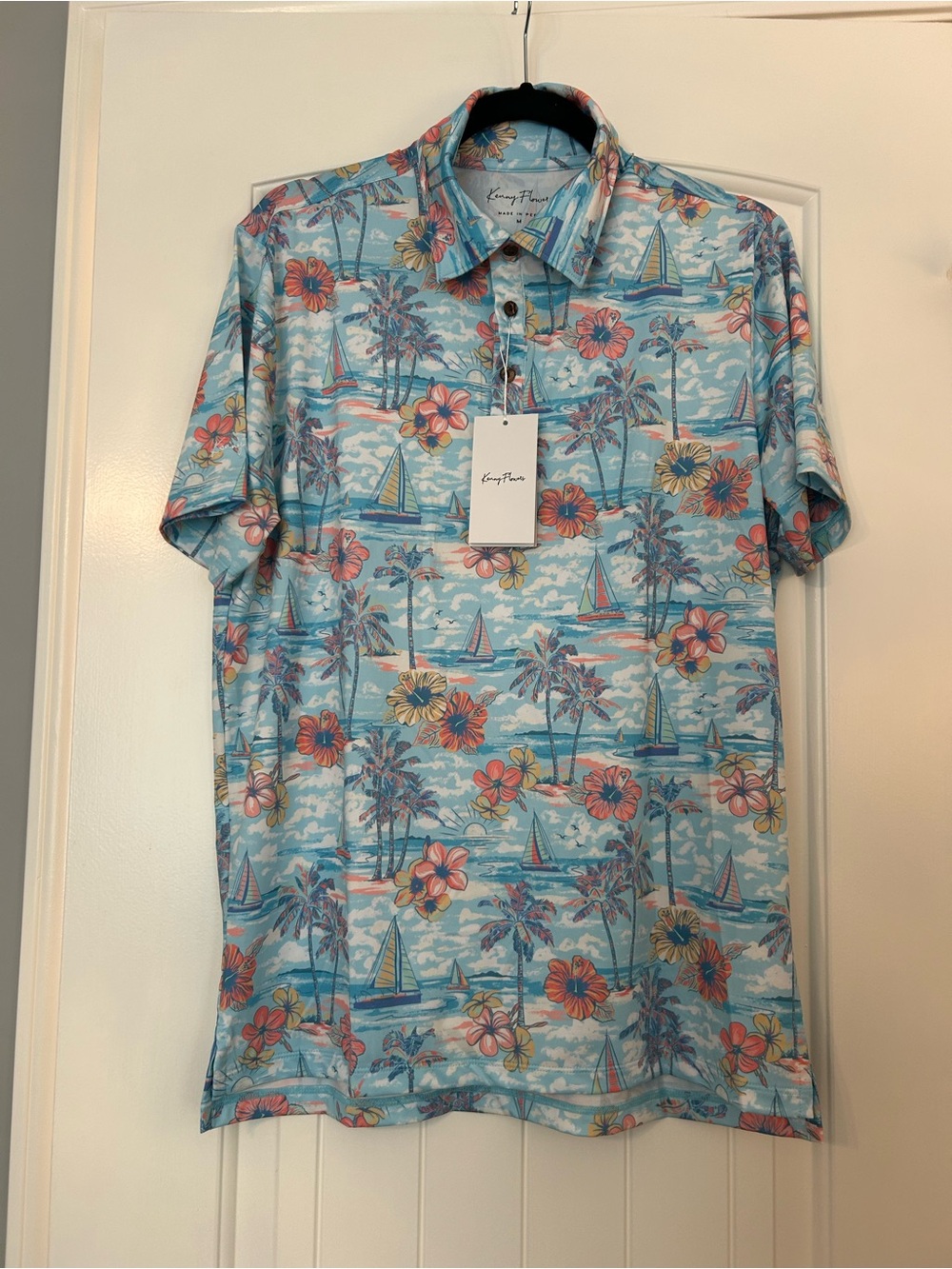 NWT Kenny Flowers The Ocean Course Golf Shirt, Size Medium